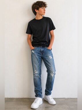Old Navy Boys 10 Plus Original Taper Jeans Built-In Flex Distressed